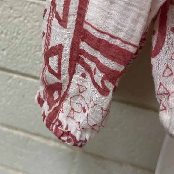 Free People Yo Yo Geo Lace Up Peasant Top size M - Picture 5 of 7